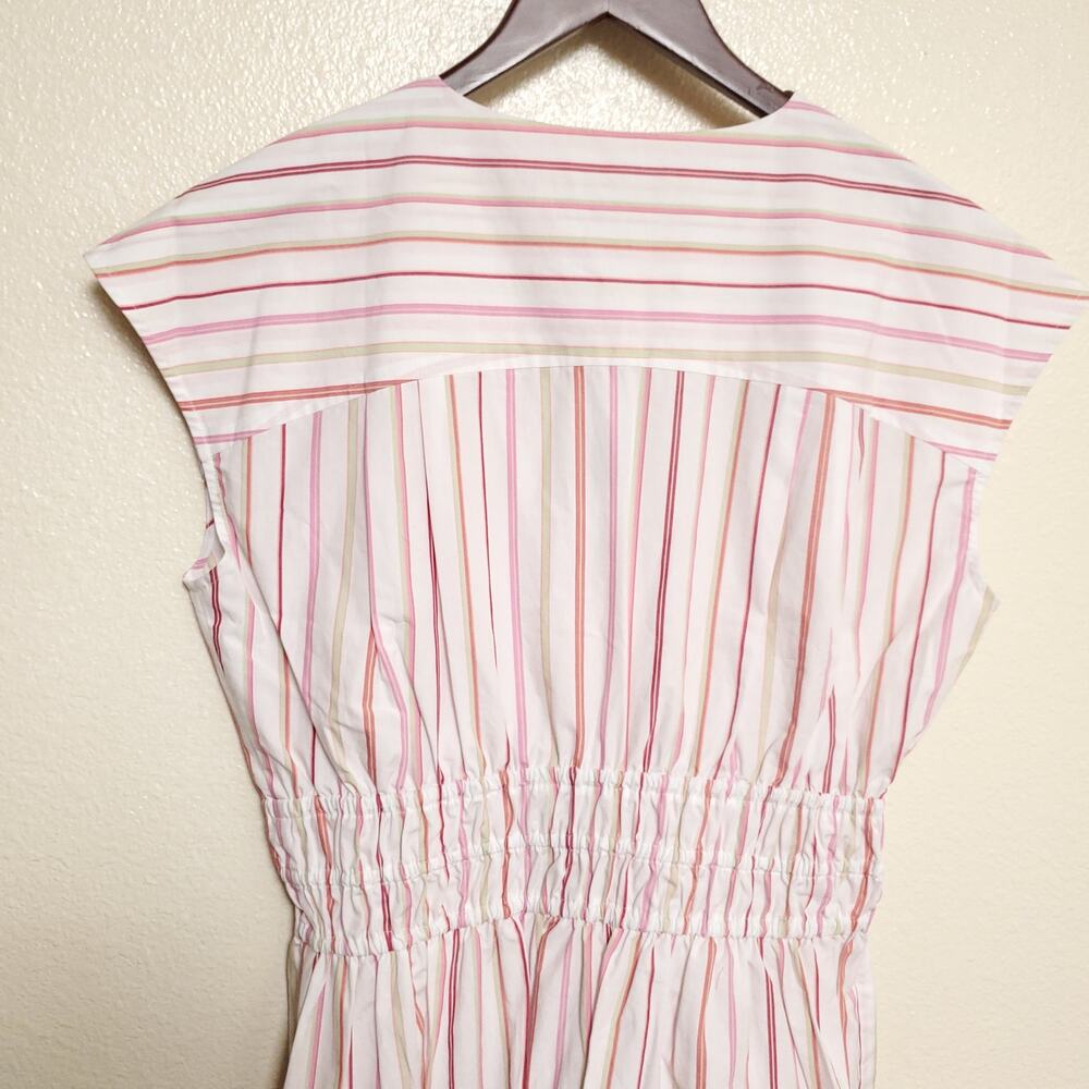 NWT DEREK LAM Coquette Soft Pinstripe Sleeveless Fit and flare Midi Dress - Picture 14 of 14